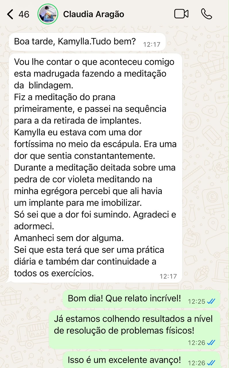 Depoimento de Claudia Aragão sobre a meditação da blindagem