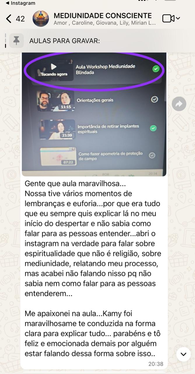 Depoimento de aluna do Mediunidade Blindada