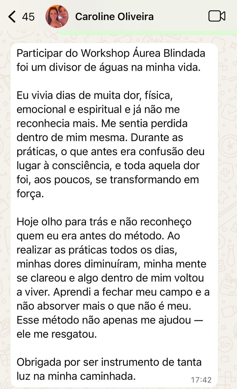 Depoimento de aluna do Mediunidade Blindada